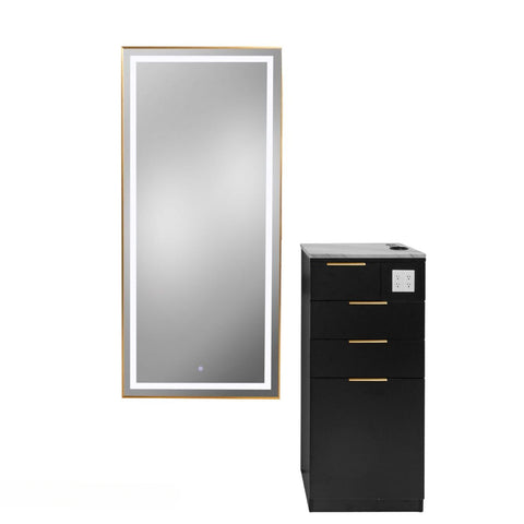 Pibbs 6008 Tall Station with Lumind Gold LED Mirror