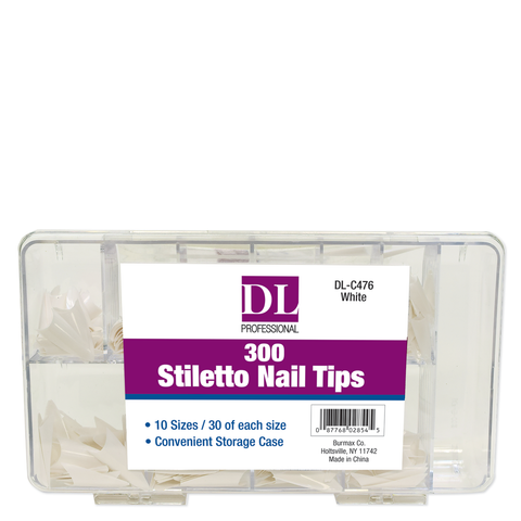 DL Pro Stiletto Nail Tips Kit White 300 Pack