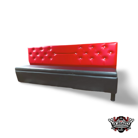 Custom Bench in Black with Red Backrest & Diamond Studs