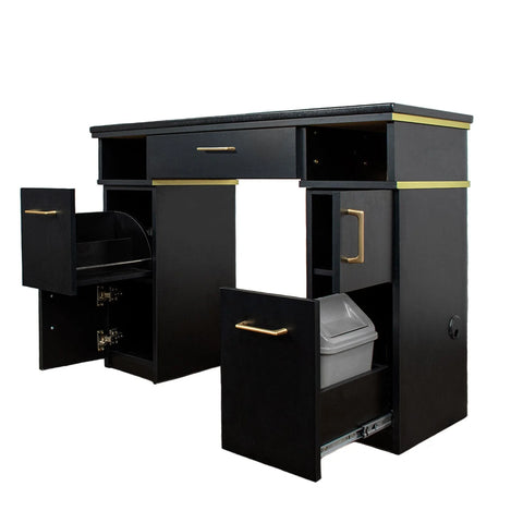 Sonoma II Manicure Table Gold Trim