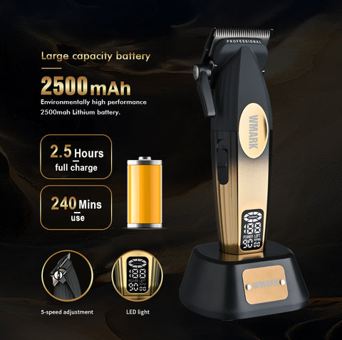 W MARK NG-8038 Professional Cordless Hair Clipper – 9000 RPM High-Speed Motor, 2500mAh Battery, Titanium Ceramic Blade