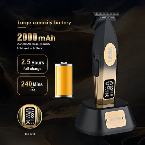 W MARK NG-8238 Golden Mirage Professional Hair Trimmer – Zero Gap DLC Blade, 9000 RPM Motor, 240-Min Battery