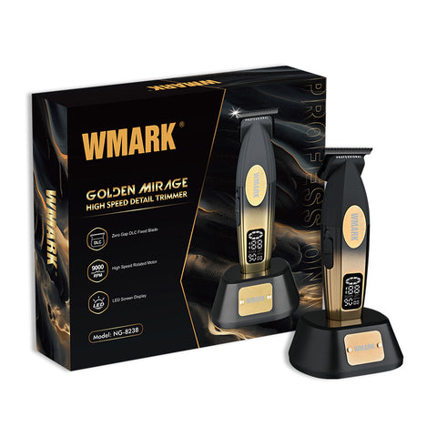 W MARK NG-8238 Golden Mirage Professional Hair Trimmer – Zero Gap DLC Blade, 9000 RPM Motor, 240-Min Battery