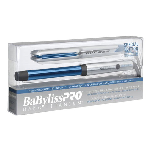 BaBylissPRO Ultra Thin 1-1/2" Straightener & 1-1/4" Curling Iron Prepack