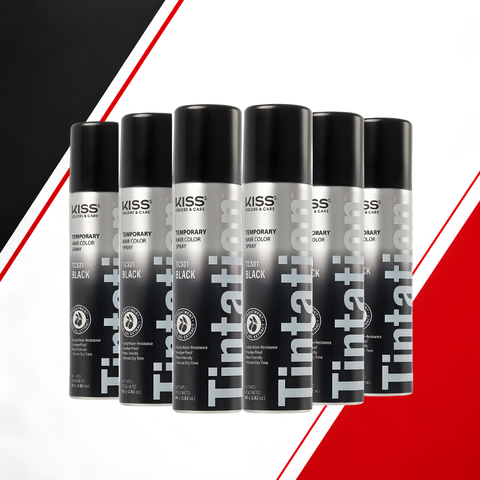 RED by Kiss Temporary Hair Color Spray Black 6-Pack Bundle (6 oz Each)