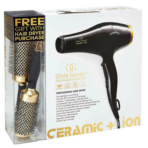 Olivia Garden Ceramic + Ion Hair Dryer with Brush Set