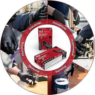 X3 Black Nitrile 3 Mil Gloves