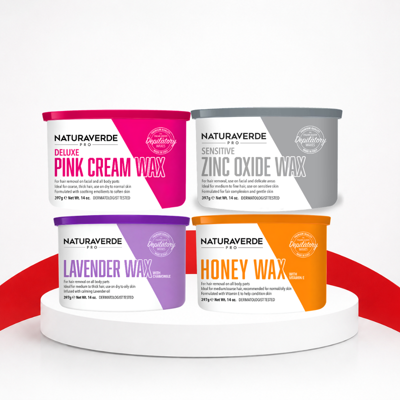 NaturaVerde Professional Wax Salon Kit 14 Oz | Honey, Lavender, Pink Cream & Zinc Oxide Wax 12 Pack