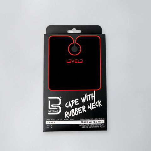 L3VEL3 Black with Red Trim Rubber Neck Cutting Cape