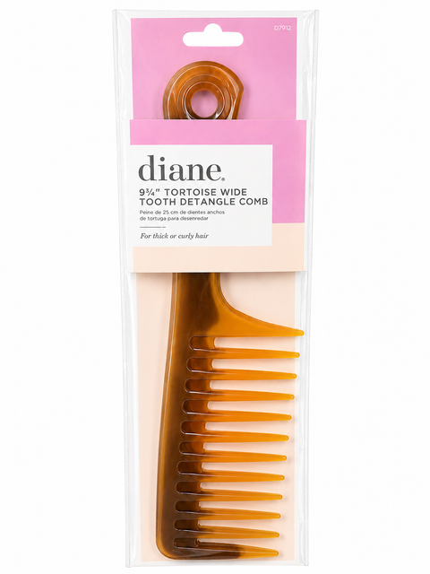 Diane 9-3/4" Tortoise Wide Tooth Detangle Comb D7912