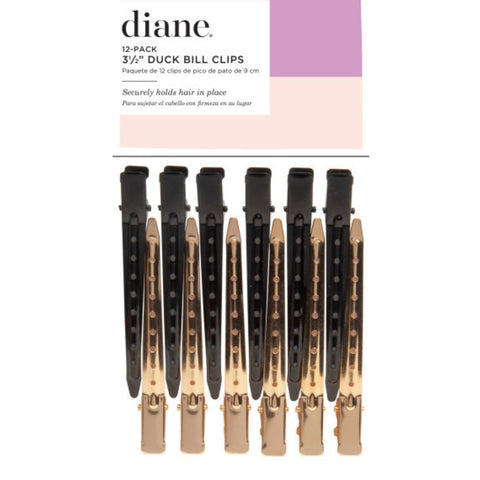 Diane 3.5" Black & Gold 12 Pack Duck Bills Clips