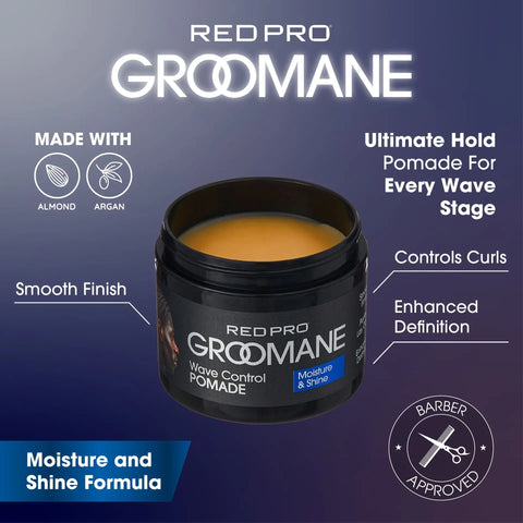 RED PRO Groomane Wave Control Pomade - Ultimate Hold, Moisture & Shine