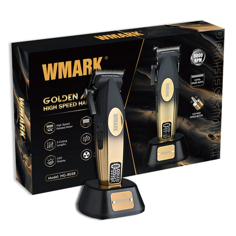 W MARK NG-8038 Professional Cordless Hair Clipper – 9000 RPM High-Speed Motor, 2500mAh Battery, Titanium Ceramic Blade