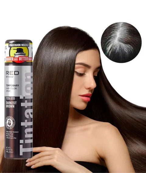 RED by Kiss Temporary Hair Color Spray Darkest Brown 6-Pack Bundle (6 oz Each)