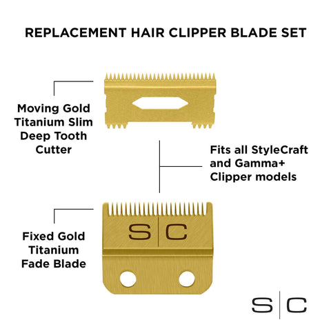 Stylecraft Slim Deep Tooth Gold Blade Replacement Set SC521G