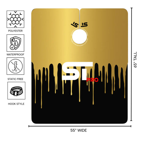 Supreme Pro Barber Cape Rubber Neck Gold Drip