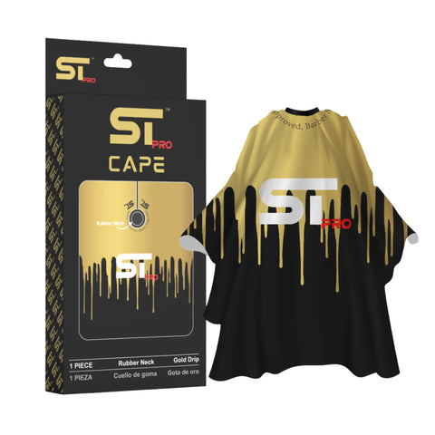 Supreme Pro Barber Cape Rubber Neck Gold Drip