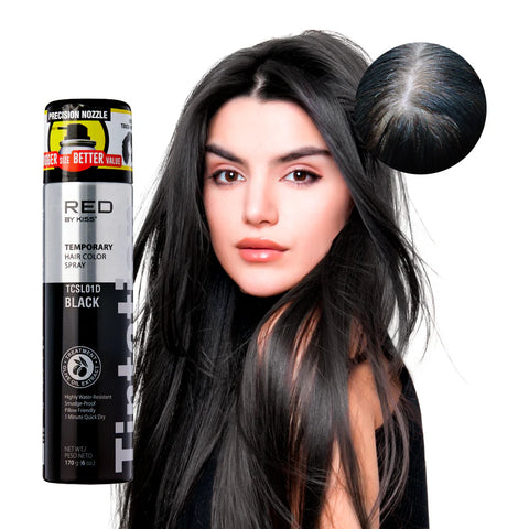 RED by Kiss Temporary Hair Color Spray Black 6-Pack Bundle (6 oz Each)