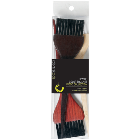 Colortrak 3 Pack Wide Color Brushes Wood Collection
