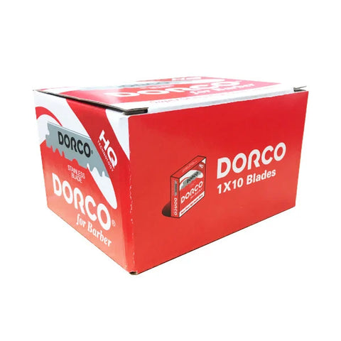 Dorco Red Stainless Steel Half Blades, 100 Box