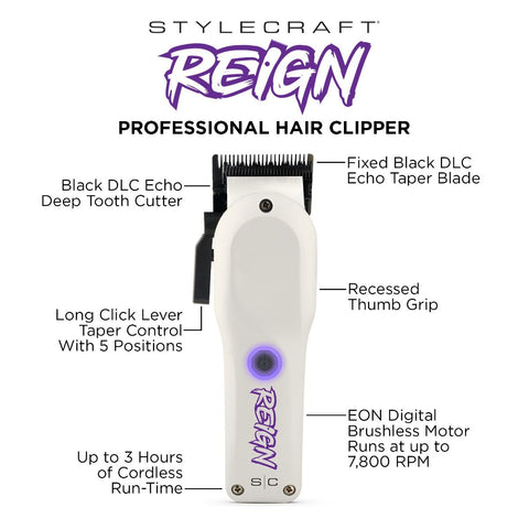Stylecraft Reign Clipper White with EON Digital Brushless Motor
