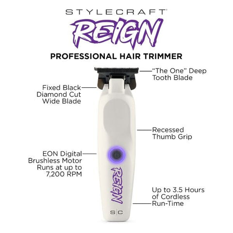 Stylecraft Reign Trimmer White with EON Digital Brushless Motor