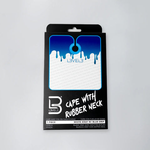 White with Blue Trim Rubber Neck Cutting Cape